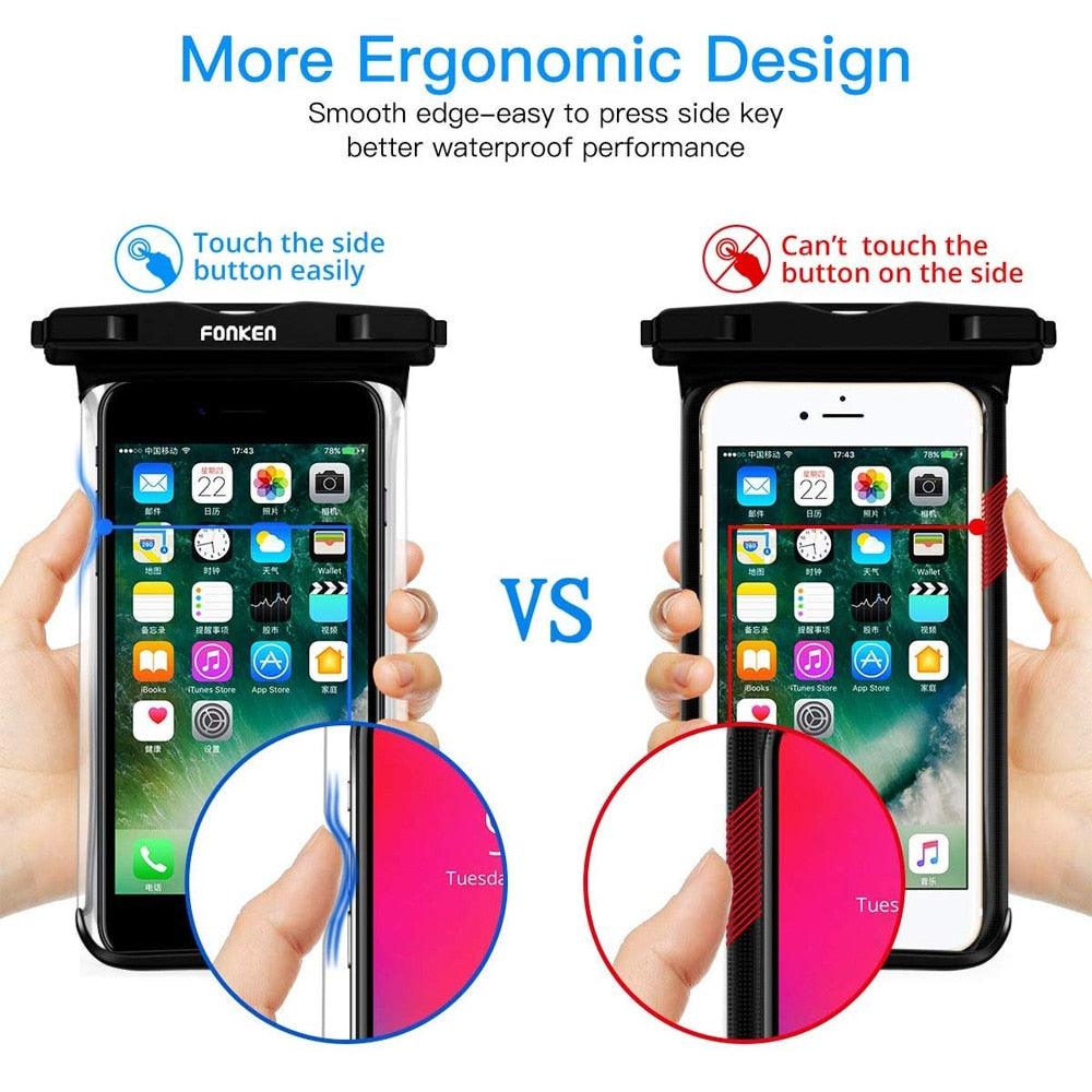 Coque étanche moderne pour téléphone, vue complète, housse de protection universelle souple pour téléphone iPhone, sac étanche, étui de téléphone étanche avec cordon pour iPhone, sac étanche.