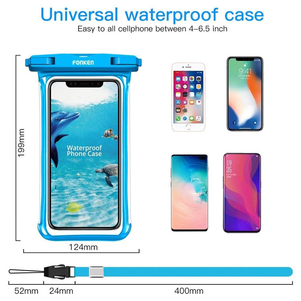 Coque étanche moderne pour téléphone, vue complète, housse de protection universelle souple pour téléphone iPhone, sac étanche, étui de téléphone étanche avec cordon pour iPhone, sac étanche.