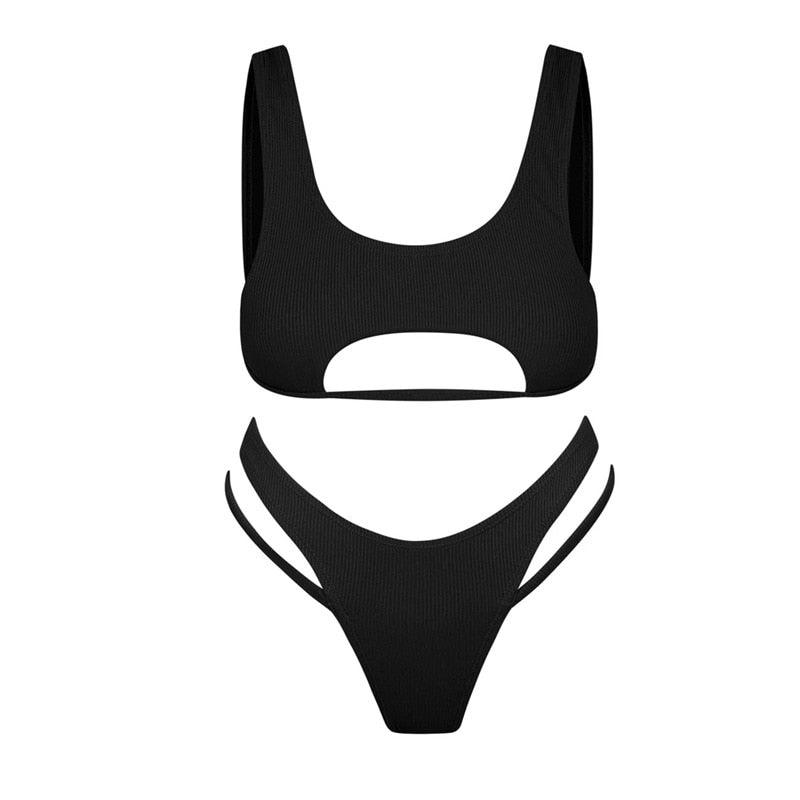 Maillot de bain bikini blanc moderne creux maillot de bain féminin coupe haute maillot de bain uni mode maillot de bain plage maillots de bain pour femmes maillots de bain deux pièces à découpe avant d'été maillots de bain de fête