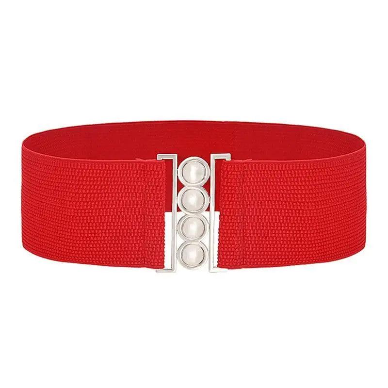 Ceintures Classiques Élastiques Modernes à Boucle en Métal Argenté Large en Tissu pour Femmes Tendance