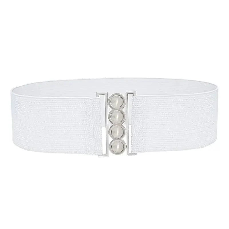 Ceintures Classiques Élastiques Modernes à Boucle en Métal Argenté Large en Tissu pour Femmes Tendance