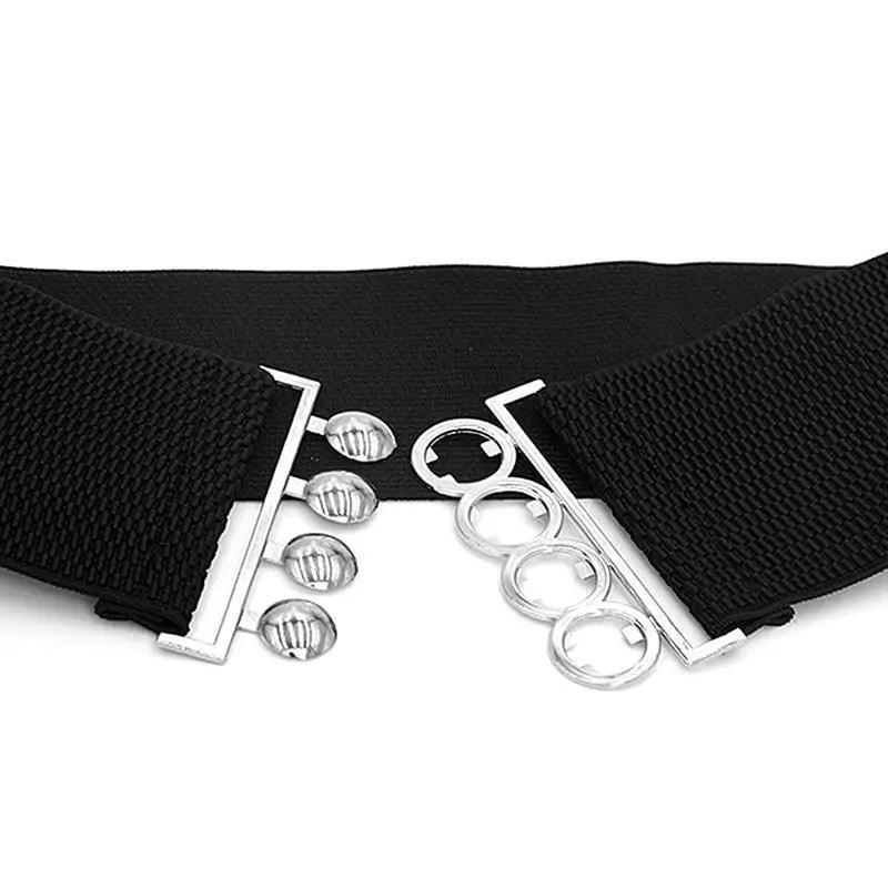 Ceintures Classiques Élastiques Modernes à Boucle en Métal Argenté Large en Tissu pour Femmes Tendance