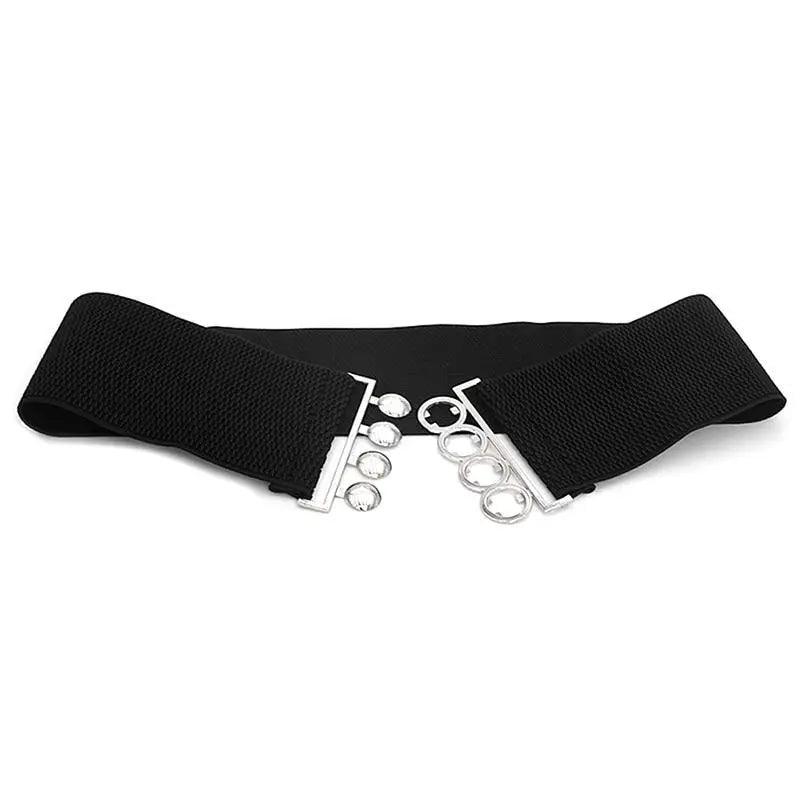 Ceintures Classiques Élastiques Modernes à Boucle en Métal Argenté Large en Tissu pour Femmes Tendance