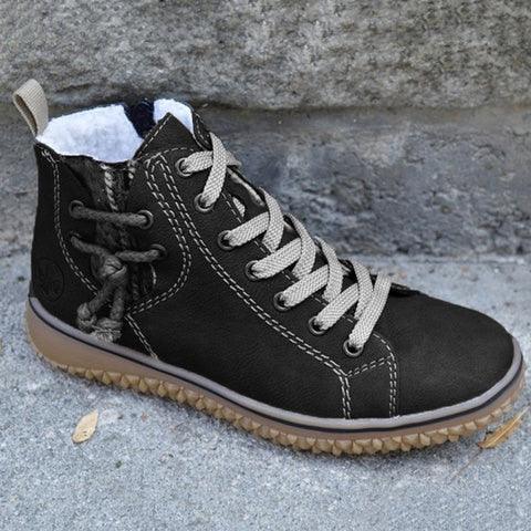 Bottes modernes chaudes et douces pour femmes, chaussures de sport décontractées en peluche d'hiver, bottines rétro tendance, baskets montantes de marche en extérieur, chaussures de marche doublées de peluche, chaudes d'hiver à scratch.