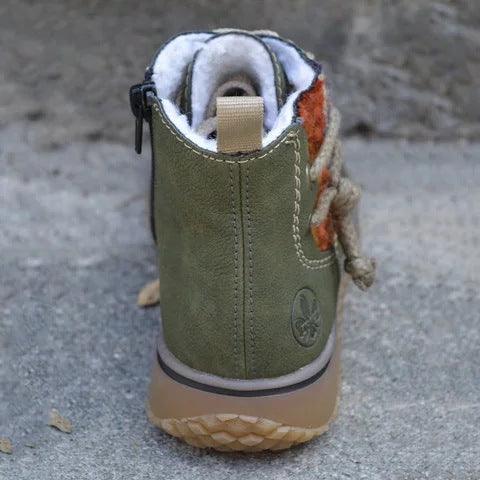 Bottes modernes chaudes et douces pour femmes, chaussures de sport décontractées en peluche d'hiver, bottines rétro tendance, baskets montantes de marche en extérieur, chaussures de marche doublées de peluche, chaudes d'hiver à scratch.