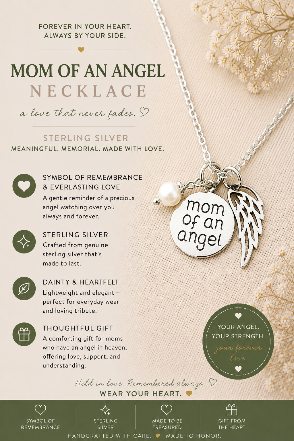 Collier Maman d'un ange - Bijoux en argent sterling - Mémorial de fausse couche