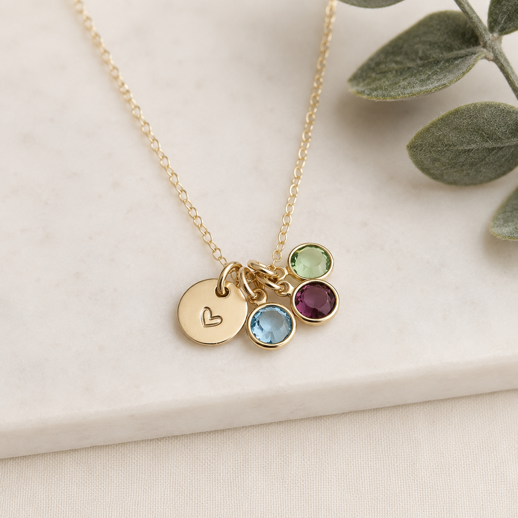 Collier Cœur et Pierre de Naissance pour Maman – Collier Famille Personnalisé