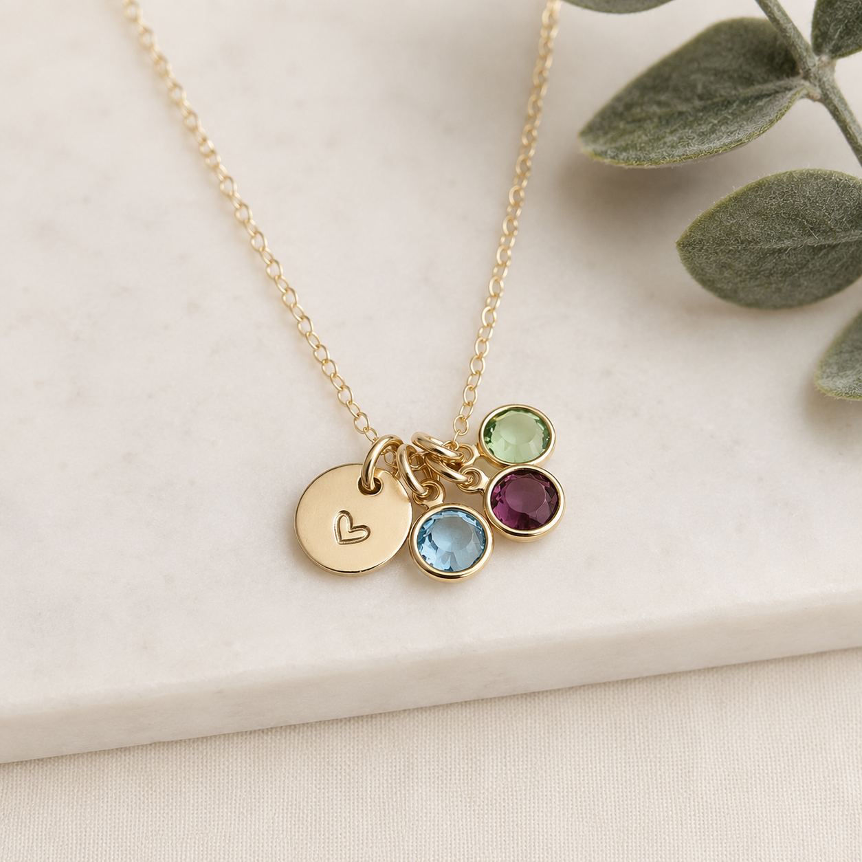 Collier Cœur et Pierre de Naissance pour Maman – Collier Famille Personnalisé