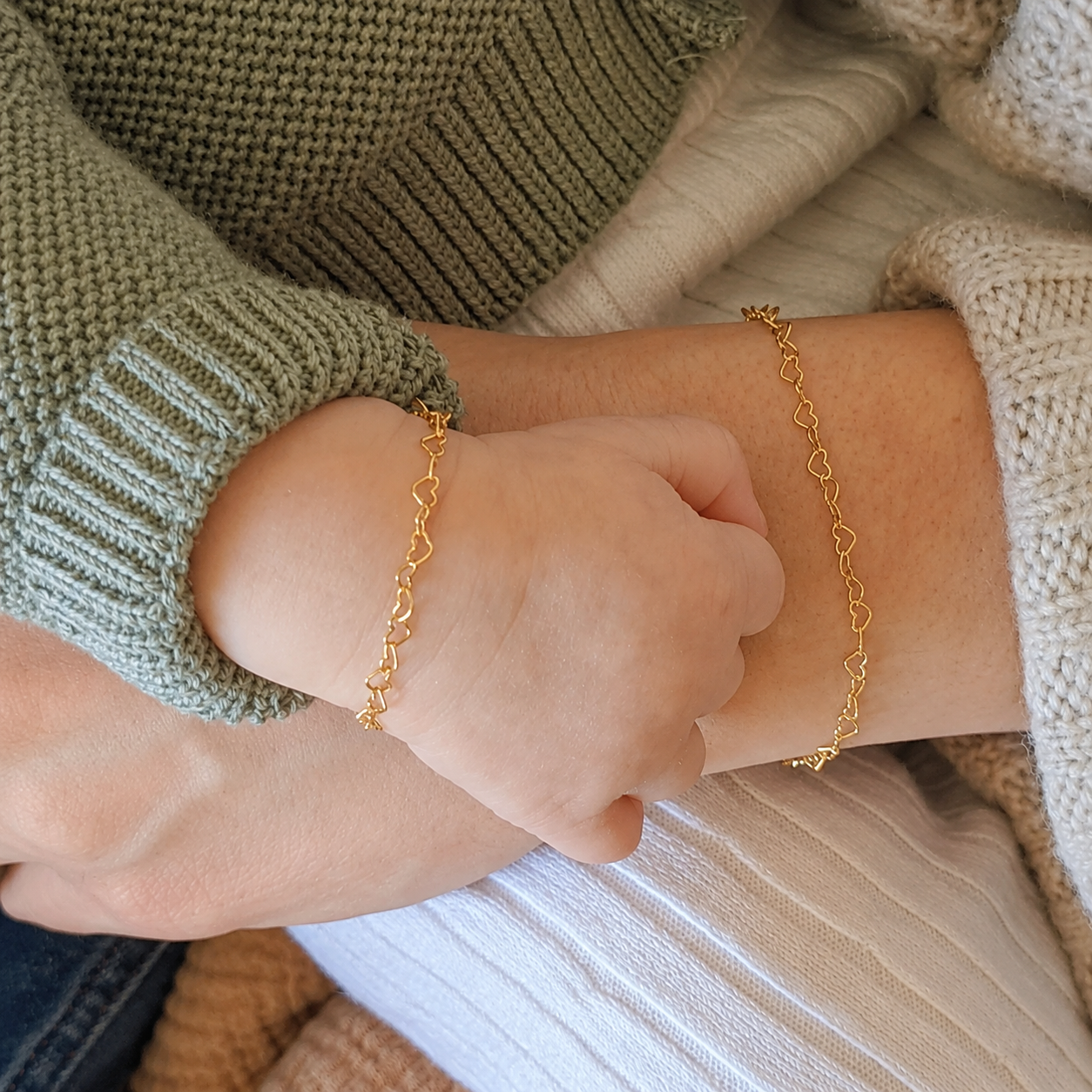 Parure de bracelets Cœur Maman et moi – Or rempli 14 carats