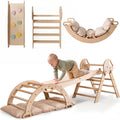 Ensemble d'escalade Montessori 4 en 1 : Triangle de Pikler, arche, planche de glisse et coussin pour tout-petits (1-3 ans)