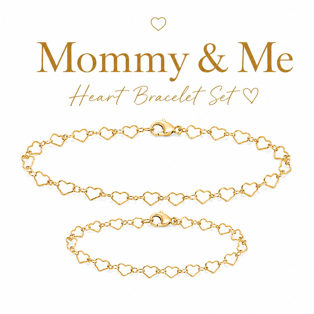 Parure de bracelets Cœur Maman et moi – Or rempli 14 carats