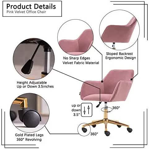 Chaise de bureau Morden en velours froissé