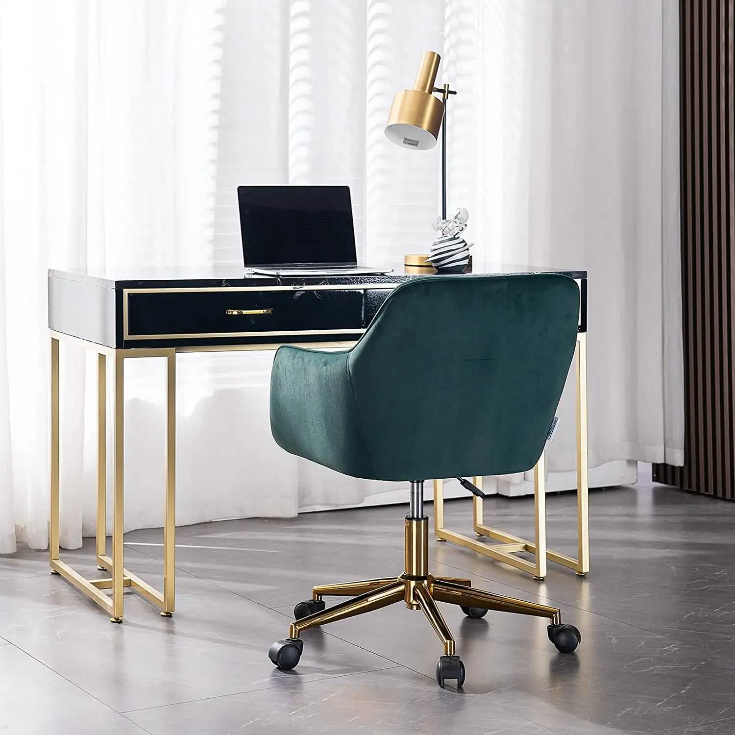 Chaise de bureau Morden en velours froissé