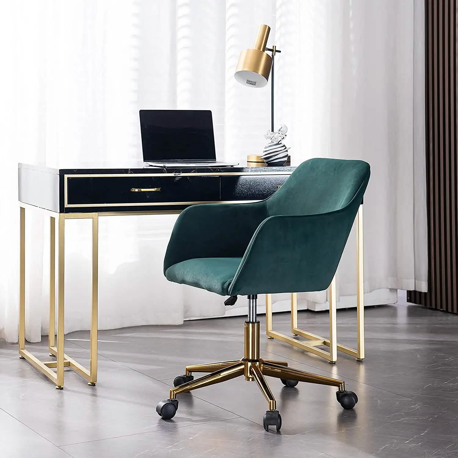 Chaise de bureau Morden en velours froissé