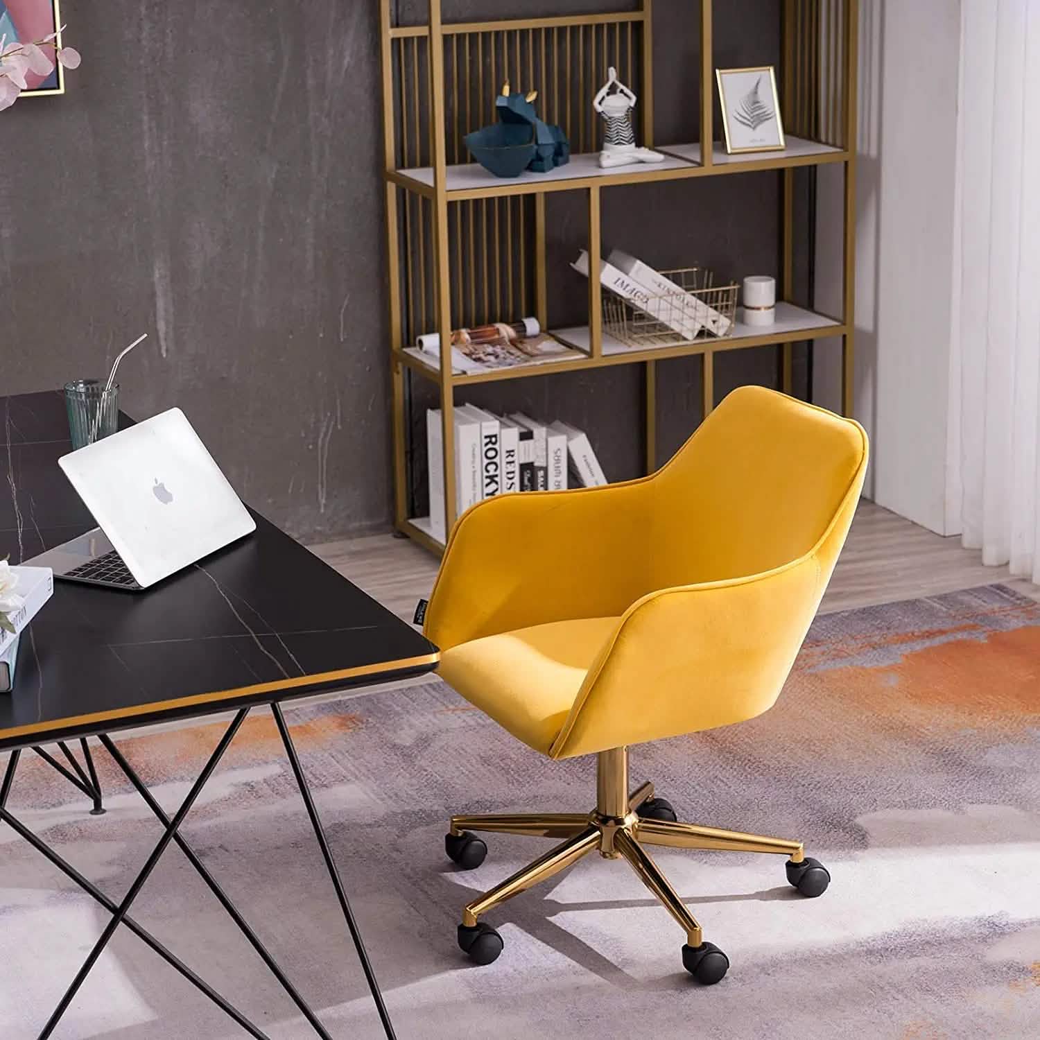 Chaise de bureau Morden en velours froissé