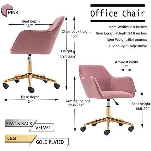 Chaise de bureau Morden en velours froissé