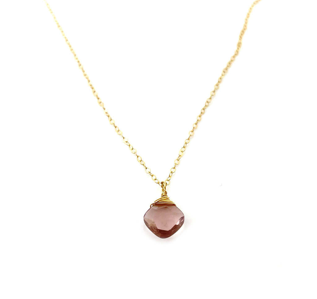 Collier Morganite Briolette Or Rempli 14k