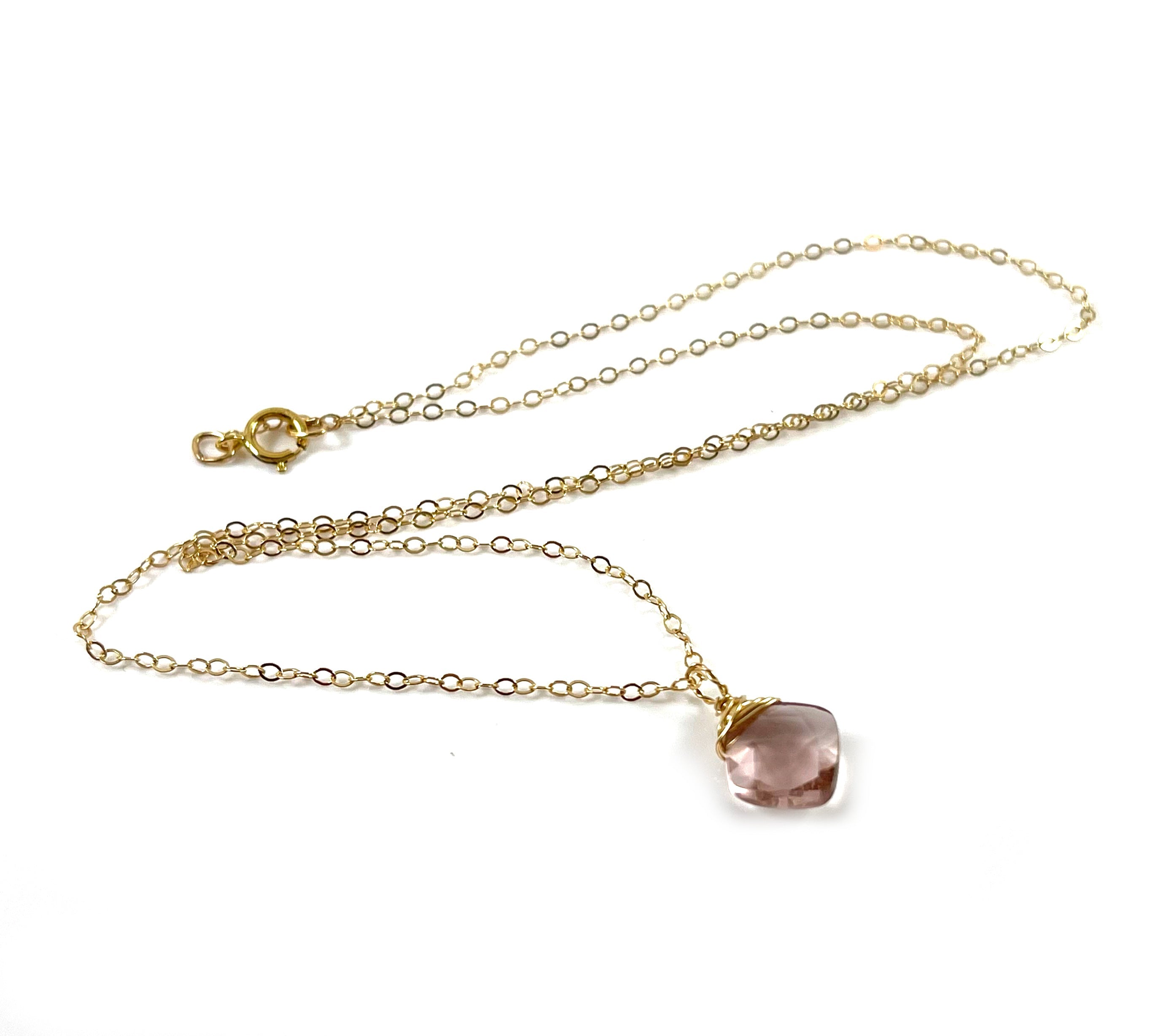 Collier Morganite Briolette Or Rempli 14k