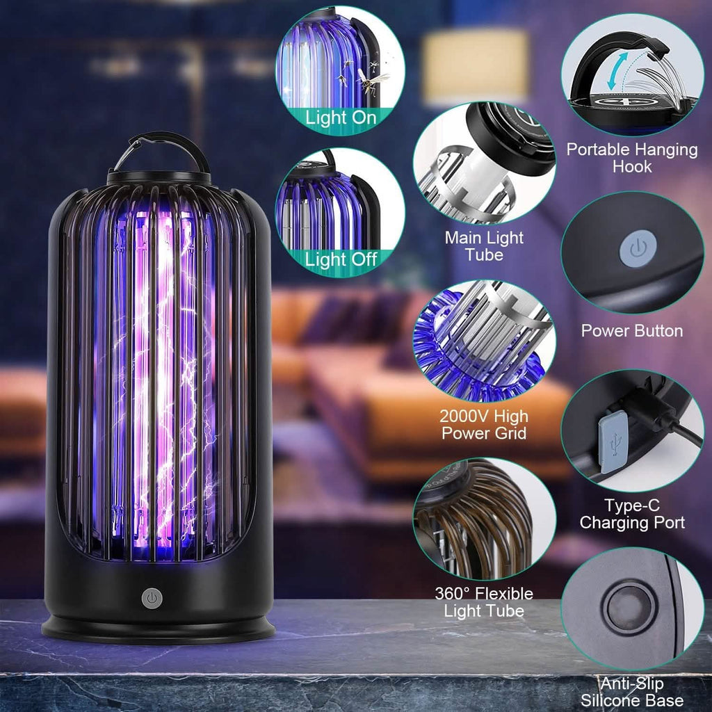 Lampe Anti-Moustiques 2000V Contrôle des Nuisibles Haute Puissance
