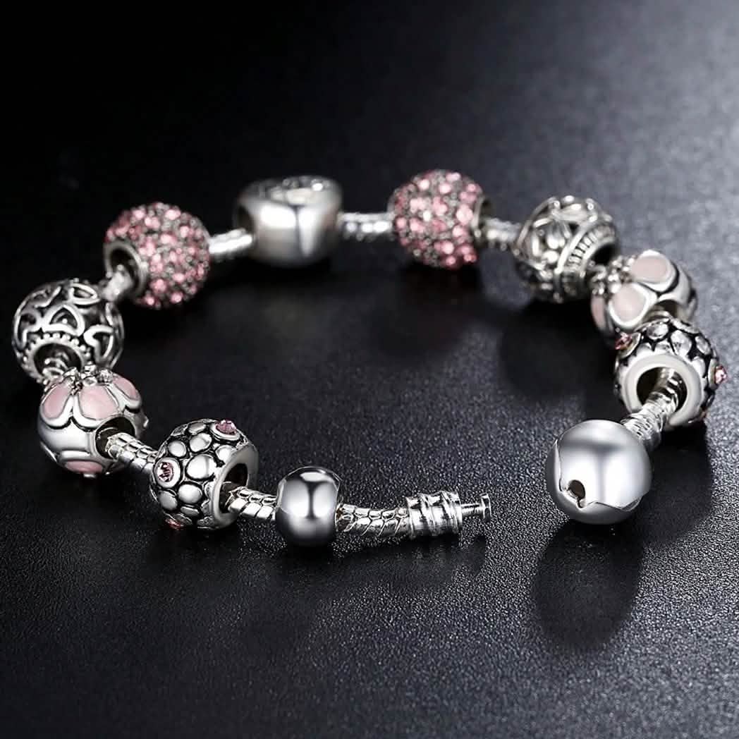 Bracelet jonc avec pendentif cœur gravé « LOVE » pour la fête des mères