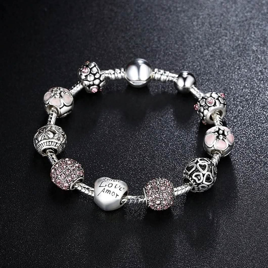 Bracelet jonc avec pendentif cœur gravé « LOVE » pour la fête des mères