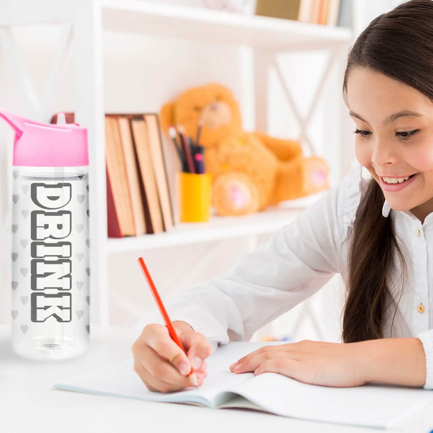 Bouteilles d'eau anti-fuite de 950 ml avec paille amovible et messages de motivation