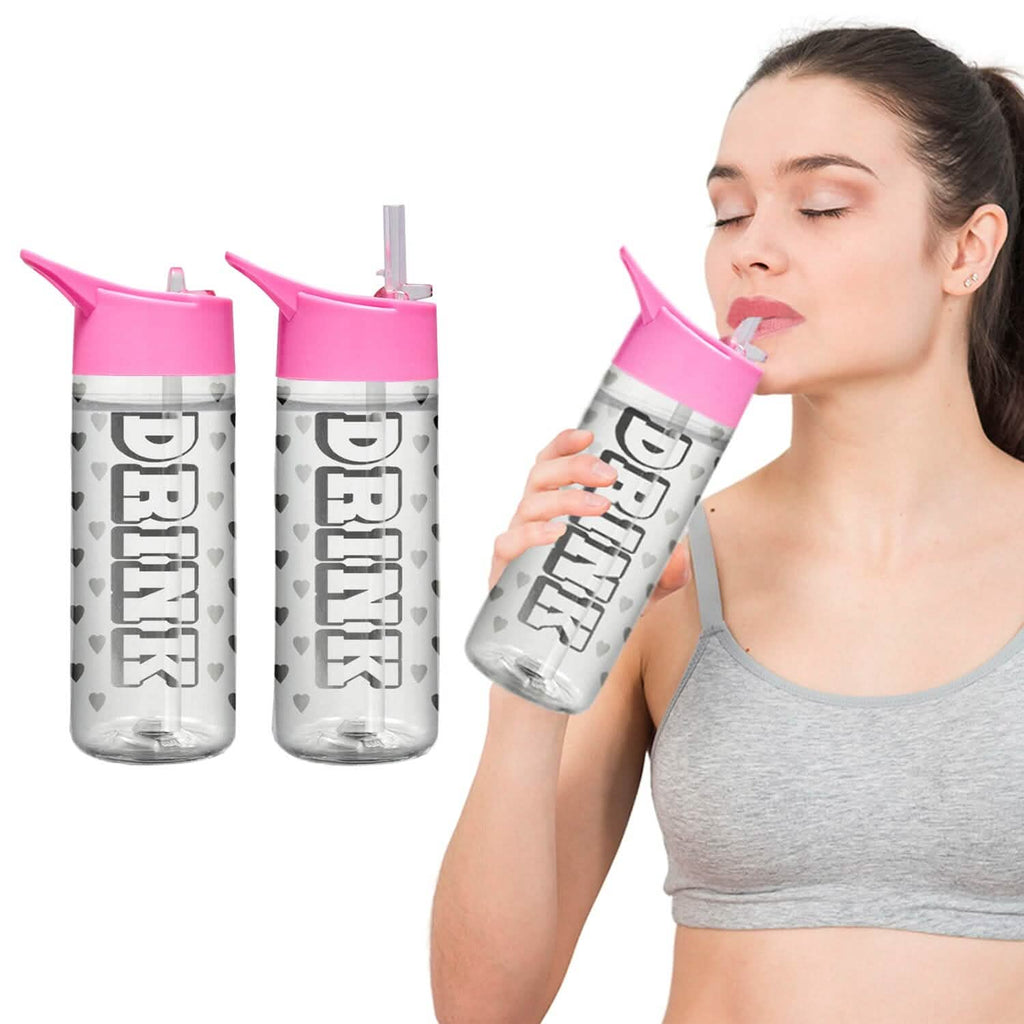 Bouteilles d'eau anti-fuite de 950 ml avec paille amovible et messages de motivation