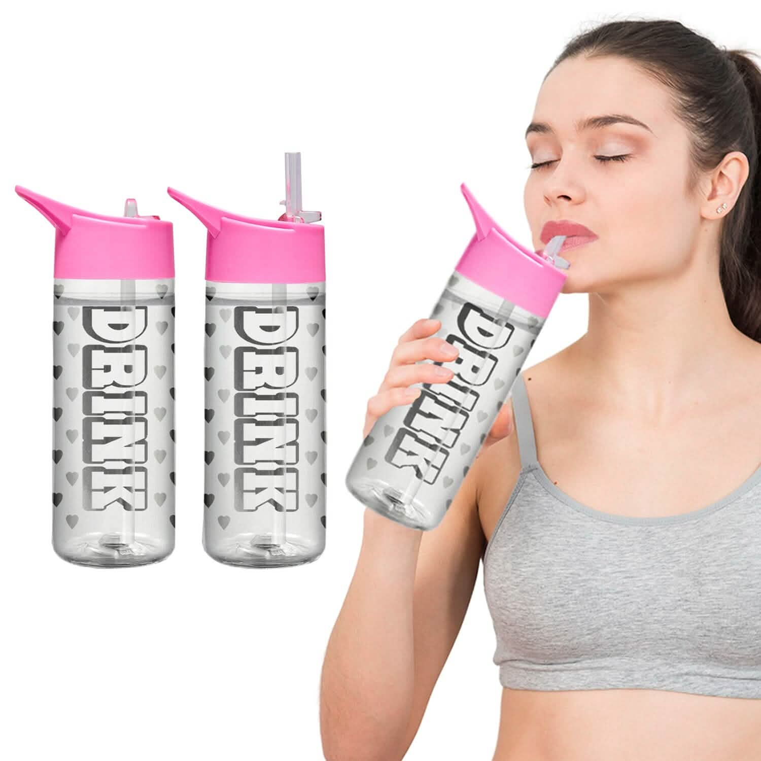 Bouteilles d'eau anti-fuite de 950 ml avec paille amovible et messages de motivation