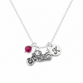 Collier Moto Personnalisé – Argent Sterling avec Pierre de Naissance ou Perle