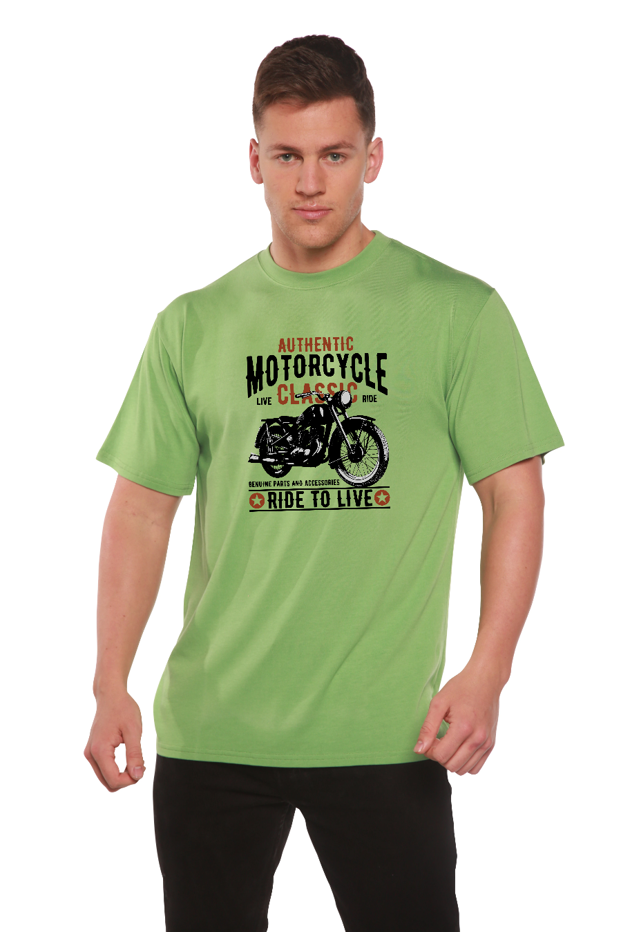 T-shirt graphique classique à manches courtes en bambou viscose/coton biologique pour homme - Moto