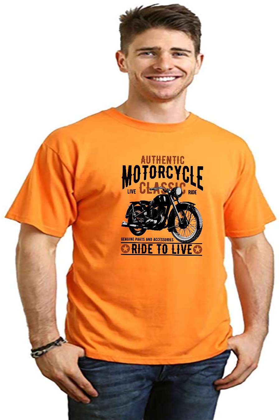 T-shirt graphique classique à manches courtes en bambou viscose/coton biologique pour homme - Moto