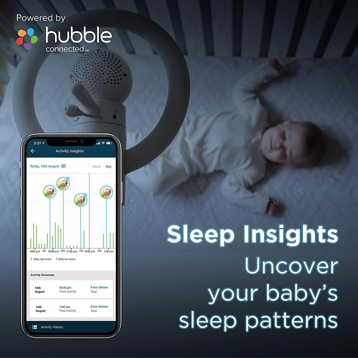 Moniteur bébé vidéo Motorola Halo+ - Caméra Wi-Fi pour nourrisson avec support de berceau suspendu - Écran couleur de 4,3 pouces avec vision nocturne infrarouge et interphone (Reconditionné)