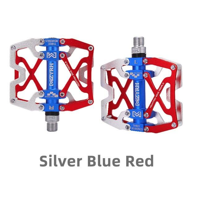 Pédales de VTT Vélo Ultraléger Alliage d'aluminium 3 roulements Pédales de vélo Pédales plates de vélo Ultralégères Alliage d'aluminium Roulement scellé avec cales Pédale adaptée pour VTT Vélo
