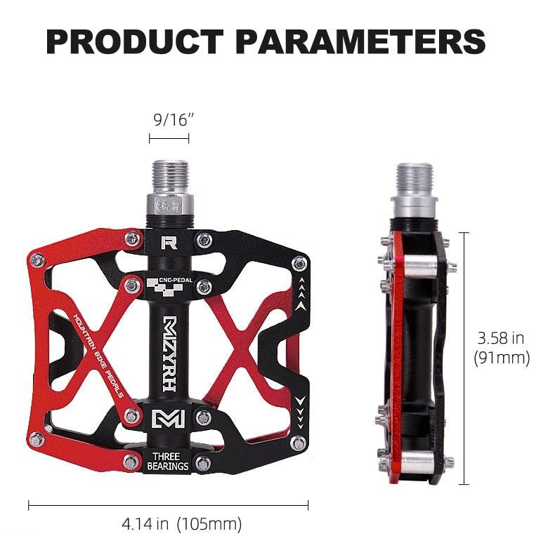 Pédales de VTT Vélo Ultraléger Alliage d'aluminium 3 roulements Pédales de vélo Pédales plates de vélo Ultralégères Alliage d'aluminium Roulement scellé avec cales Pédale adaptée pour VTT Vélo