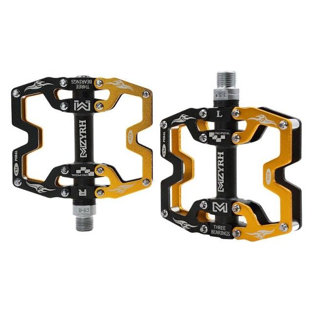 Pédales de VTT Vélo Ultraléger Alliage d'aluminium 3 roulements Pédales de vélo Pédales plates de vélo Ultralégères Alliage d'aluminium Roulement scellé avec cales Pédale adaptée pour VTT Vélo