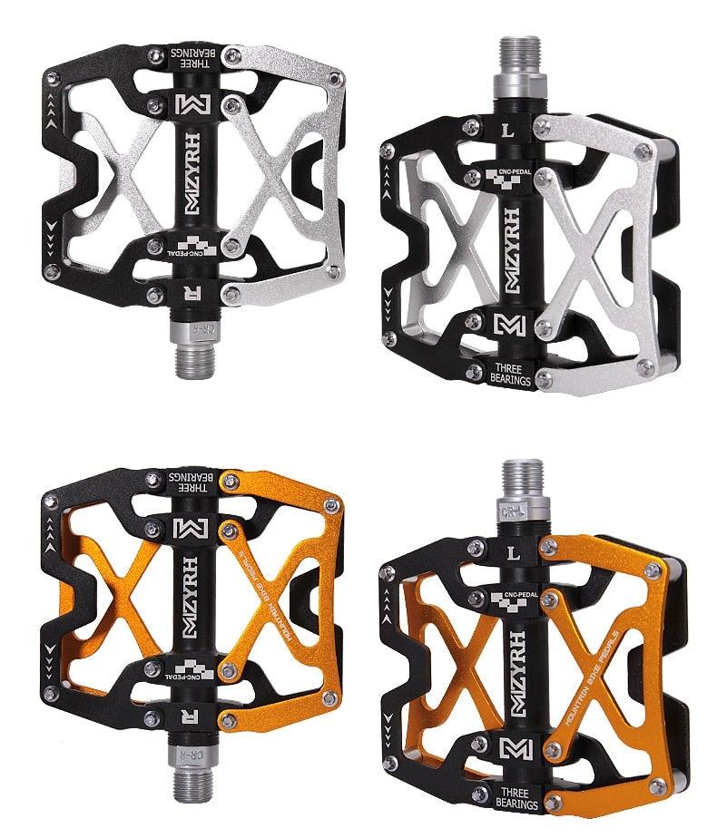 Pédales de VTT Vélo Ultraléger Alliage d'aluminium 3 roulements Pédales de vélo Pédales plates de vélo Ultralégères Alliage d'aluminium Roulement scellé avec cales Pédale adaptée pour VTT Vélo