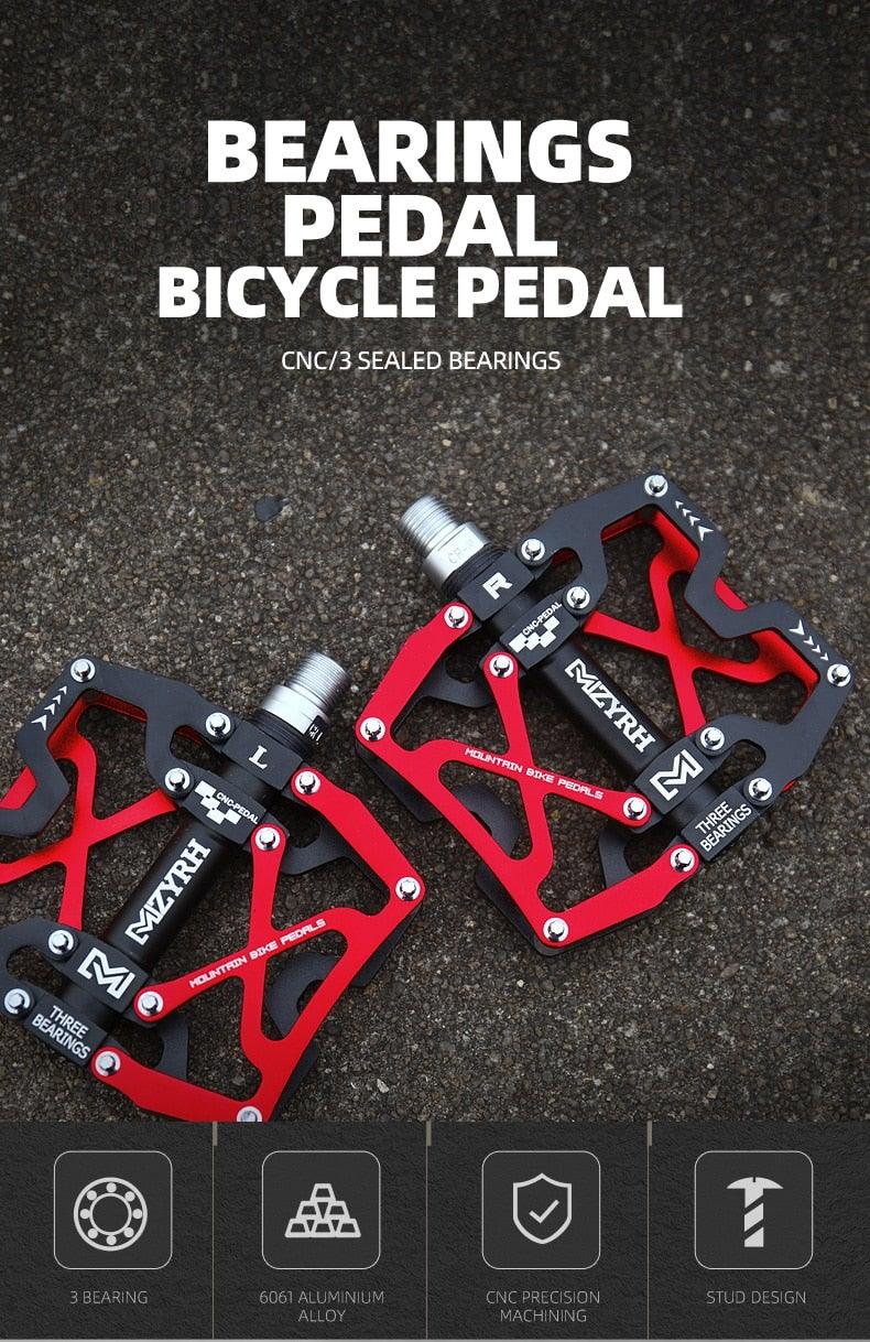 Pédales de VTT Vélo Ultraléger Alliage d'aluminium 3 roulements Pédales de vélo Pédales plates de vélo Ultralégères Alliage d'aluminium Roulement scellé avec cales Pédale adaptée pour VTT Vélo