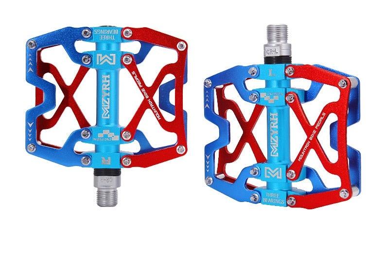 Pédales de VTT Vélo Ultraléger Alliage d'aluminium 3 roulements Pédales de vélo Pédales plates de vélo Ultralégères Alliage d'aluminium Roulement scellé avec cales Pédale adaptée pour VTT Vélo