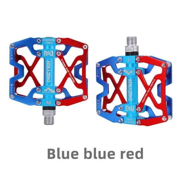 Pédales de VTT Vélo Ultraléger Alliage d'aluminium 3 roulements Pédales de vélo Pédales plates de vélo Ultralégères Alliage d'aluminium Roulement scellé avec cales Pédale adaptée pour VTT Vélo