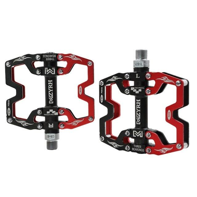 Pédales de VTT Vélo Ultraléger Alliage d'aluminium 3 roulements Pédales de vélo Pédales plates de vélo Ultralégères Alliage d'aluminium Roulement scellé avec cales Pédale adaptée pour VTT Vélo