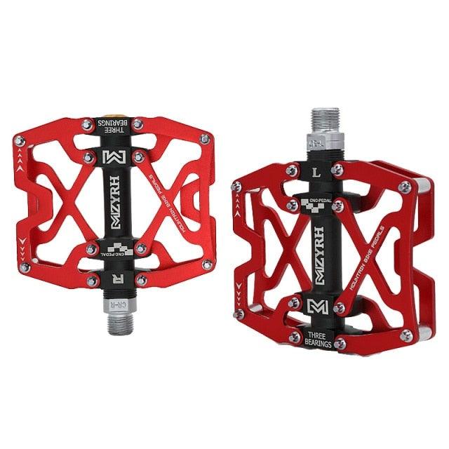 Pédales de VTT Vélo Ultraléger Alliage d'aluminium 3 roulements Pédales de vélo Pédales plates de vélo Ultralégères Alliage d'aluminium Roulement scellé avec cales Pédale adaptée pour VTT Vélo