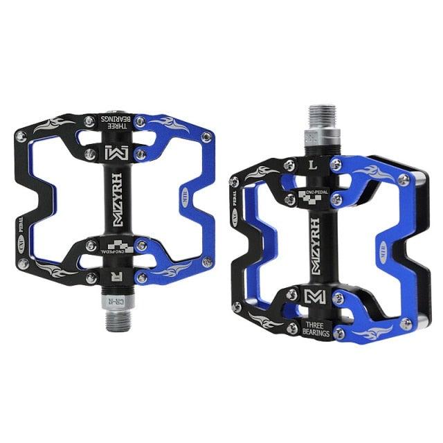 Pédales de VTT Vélo Ultraléger Alliage d'aluminium 3 roulements Pédales de vélo Pédales plates de vélo Ultralégères Alliage d'aluminium Roulement scellé avec cales Pédale adaptée pour VTT Vélo