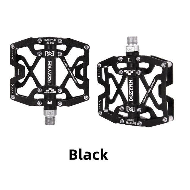 Pédales de VTT Vélo Ultraléger Alliage d'aluminium 3 roulements Pédales de vélo Pédales plates de vélo Ultralégères Alliage d'aluminium Roulement scellé avec cales Pédale adaptée pour VTT Vélo