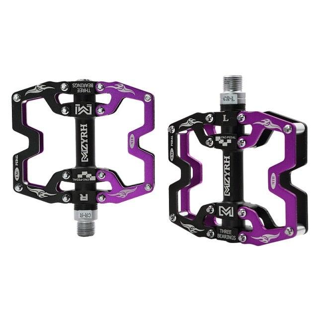 Pédales de VTT Vélo Ultraléger Alliage d'aluminium 3 roulements Pédales de vélo Pédales plates de vélo Ultralégères Alliage d'aluminium Roulement scellé avec cales Pédale adaptée pour VTT Vélo
