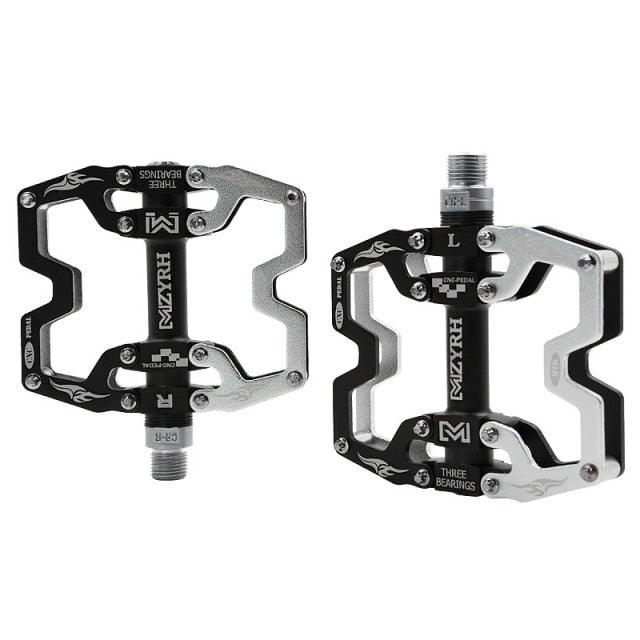 Pédales de VTT Vélo Ultraléger Alliage d'aluminium 3 roulements Pédales de vélo Pédales plates de vélo Ultralégères Alliage d'aluminium Roulement scellé avec cales Pédale adaptée pour VTT Vélo