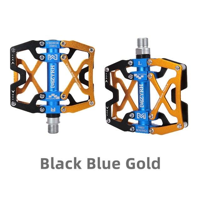 Pédales de VTT Vélo Ultraléger Alliage d'aluminium 3 roulements Pédales de vélo Pédales plates de vélo Ultralégères Alliage d'aluminium Roulement scellé avec cales Pédale adaptée pour VTT Vélo