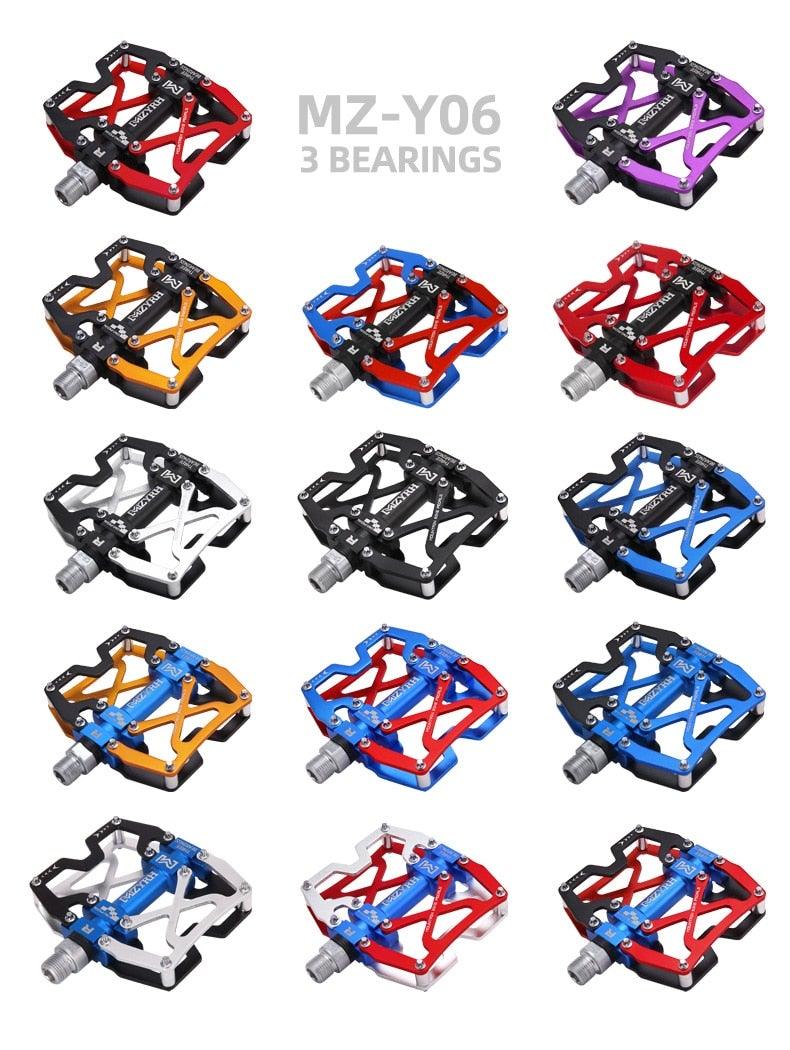 Pédales de VTT Vélo Ultraléger Alliage d'aluminium 3 roulements Pédales de vélo Pédales plates de vélo Ultralégères Alliage d'aluminium Roulement scellé avec cales Pédale adaptée pour VTT Vélo