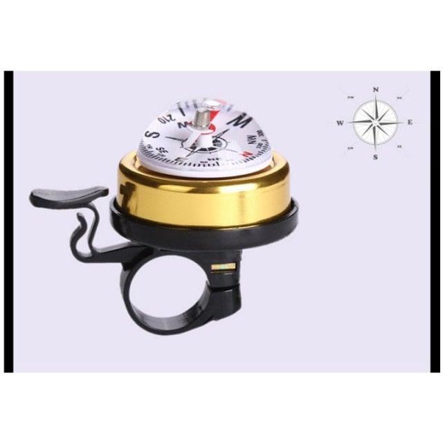 Klaxon de vélo VTT, boussole de vélo, sonnette de vélo en aluminium, boussole de guidon, klaxon de vélo, accessoires de vélo, sonnette de vélo avec boussole et son fort, net et clair pour scooter, VTT, vélo de route
