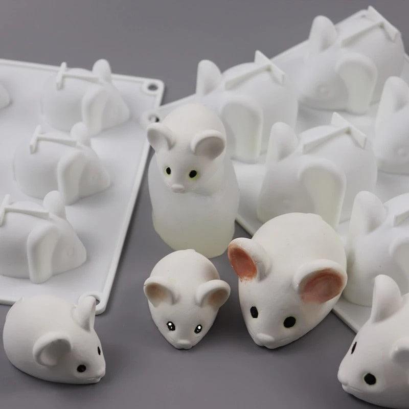 Moule en silicone en forme de souris pour gâteau, gelée, fondant, emporte-pièce, moule à chocolat, outils de décoration en silicone avec trou, moule à bonbons, chocolat, fondant pour savon, pudding, gelée, décoration de cupcake