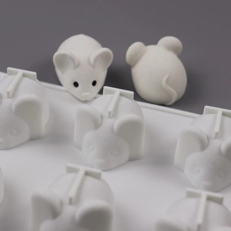 Moule en silicone en forme de souris pour gâteau, gelée, fondant, emporte-pièce, moule à chocolat, outils de décoration en silicone avec trou, moule à bonbons, chocolat, fondant pour savon, pudding, gelée, décoration de cupcake